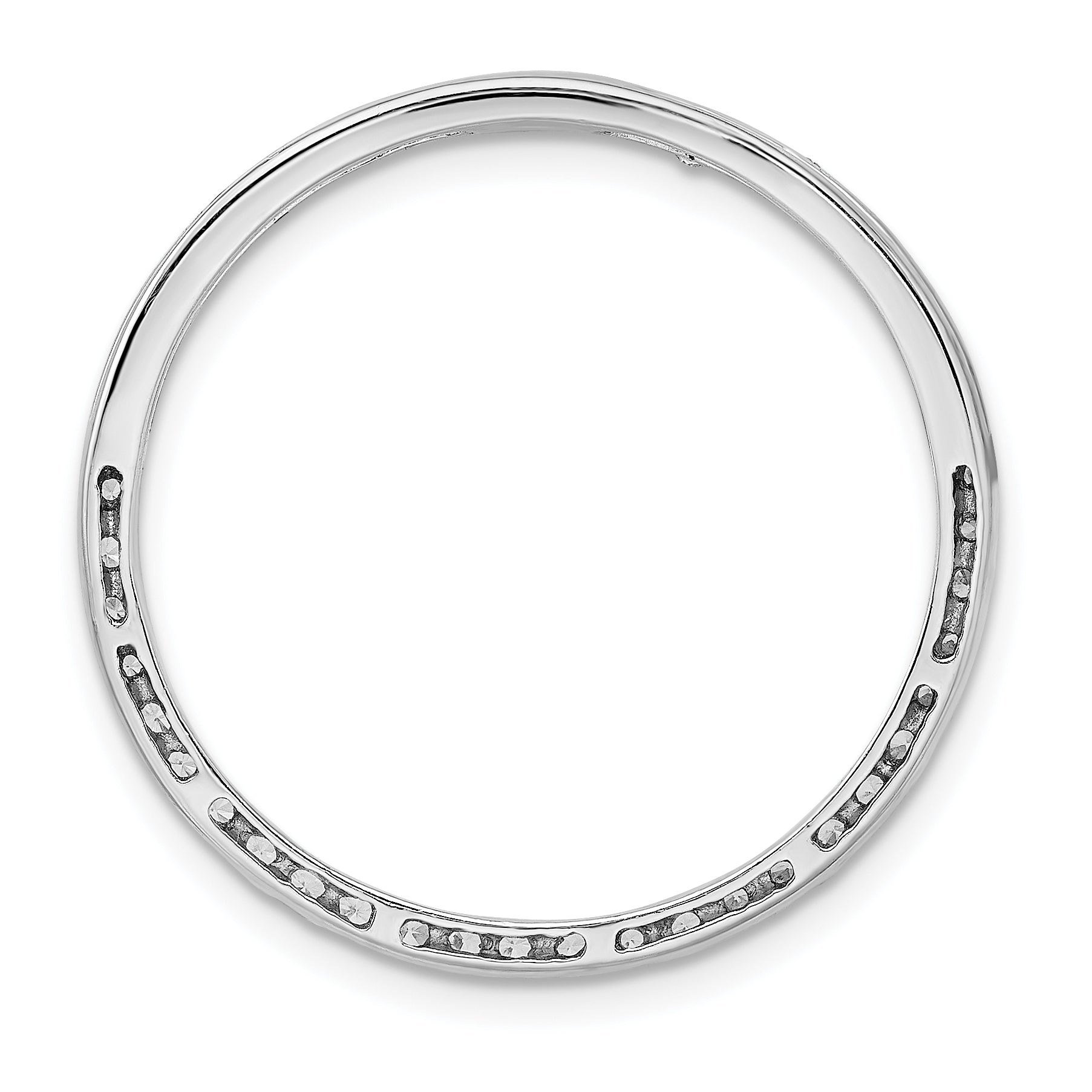 Sterling Silver Rhodium-platedCZ Chain Slide Pendant