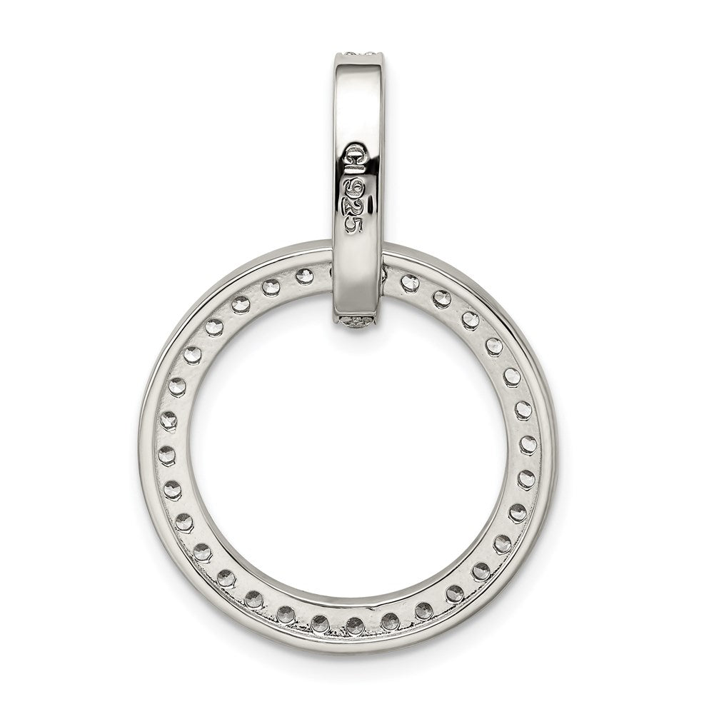 Sterling Silver Rhodium-plated CZ Circle Pendant