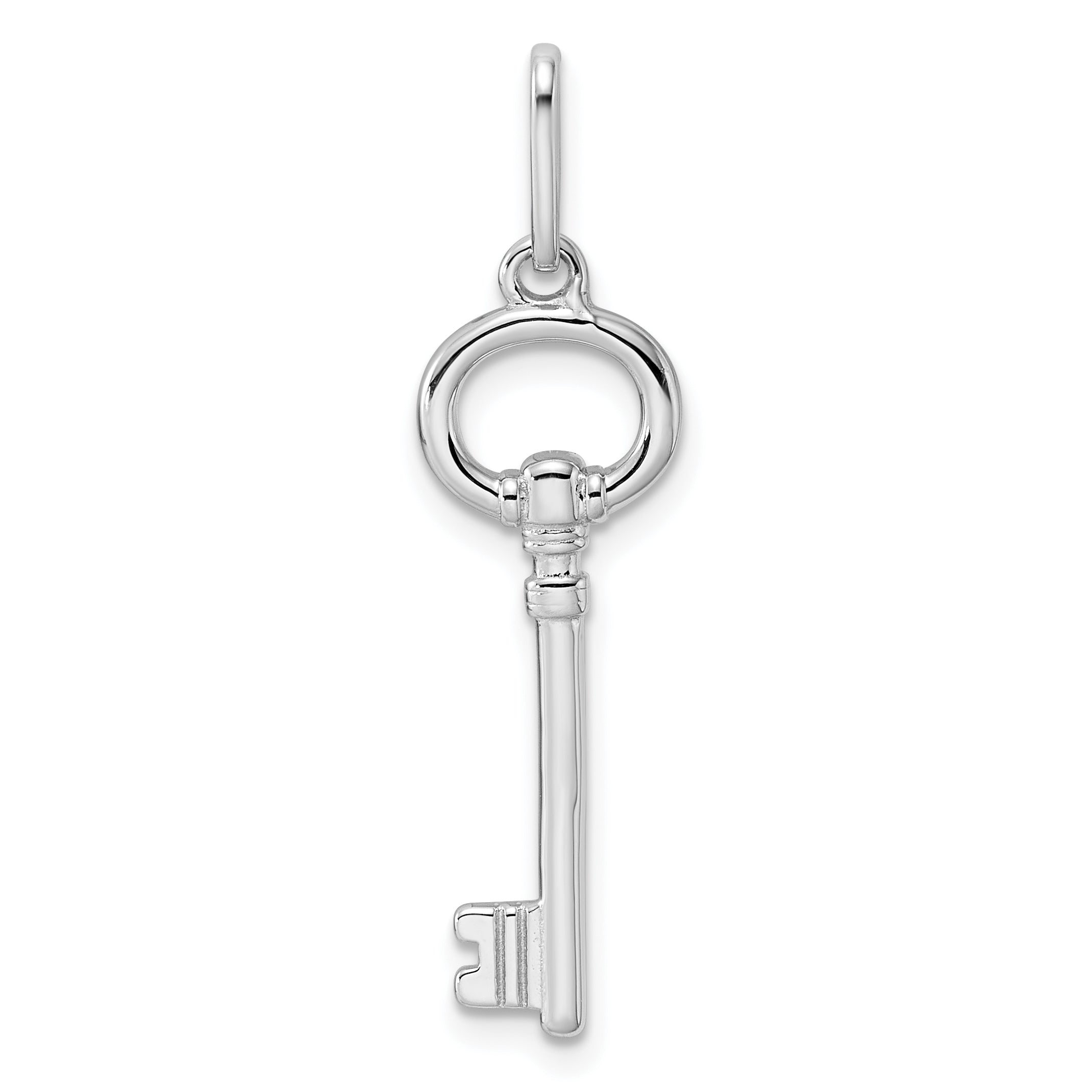 Sterling Silver Rhodium-plated Key Pendant
