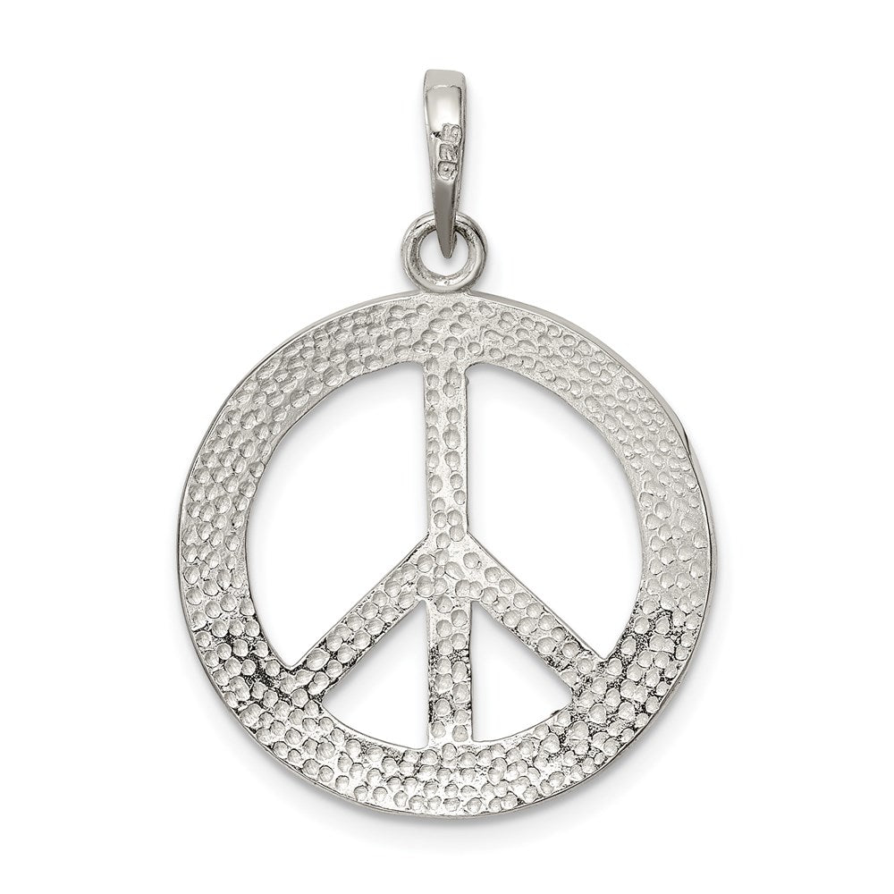 Sterling Silver Polished & Textured Peace Pendant