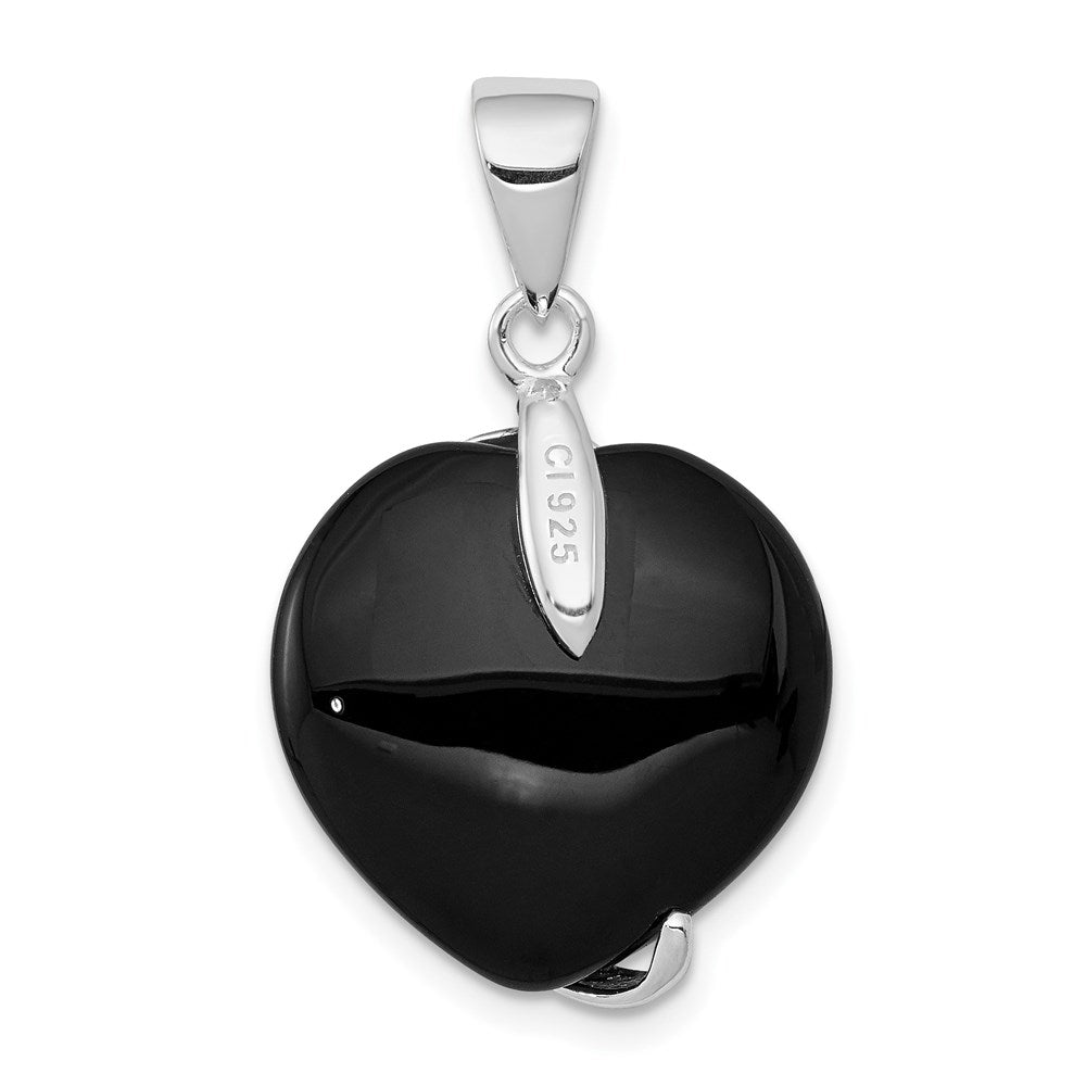 Sterling Silver Onyx Heart Pendant