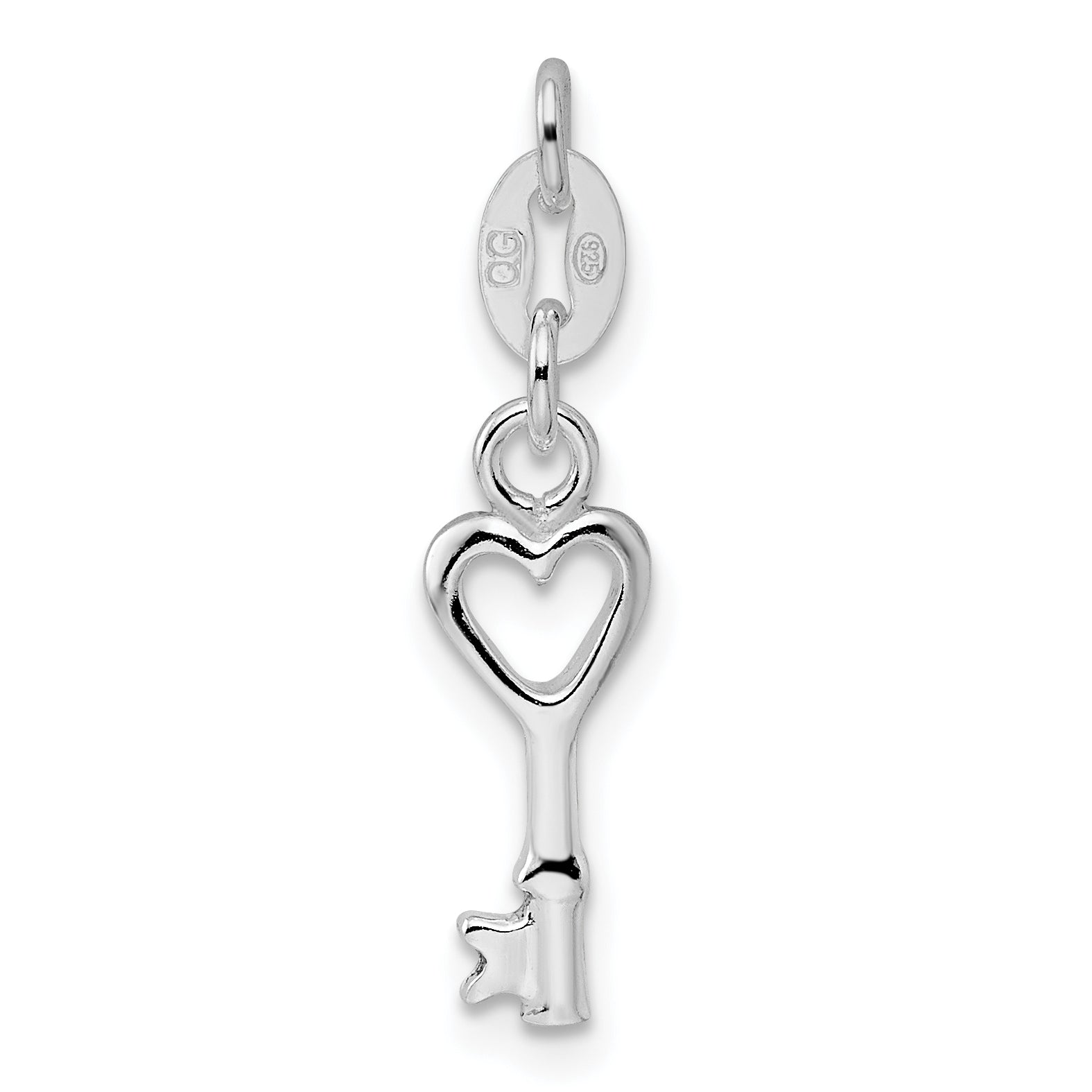 Sterling Silver Rhodium-plated Polished Lock & Key Charm