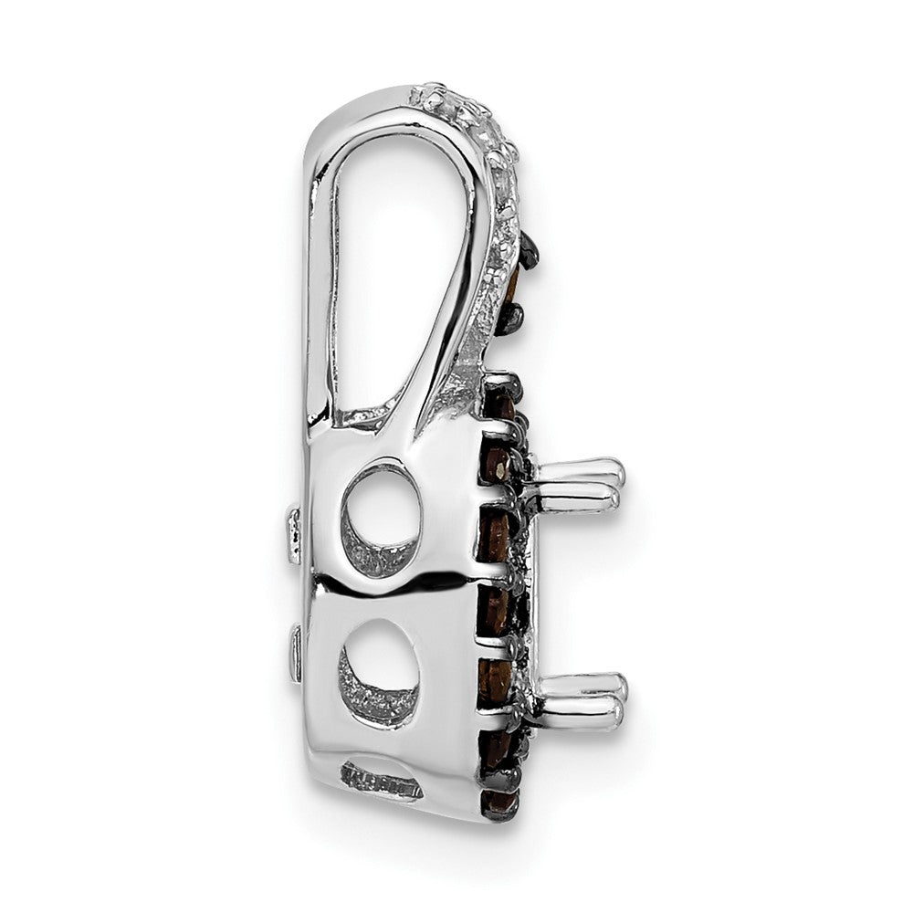 Sterling Silver Diamond/Smoky Quartz Semi-mount Gemstone Pendant