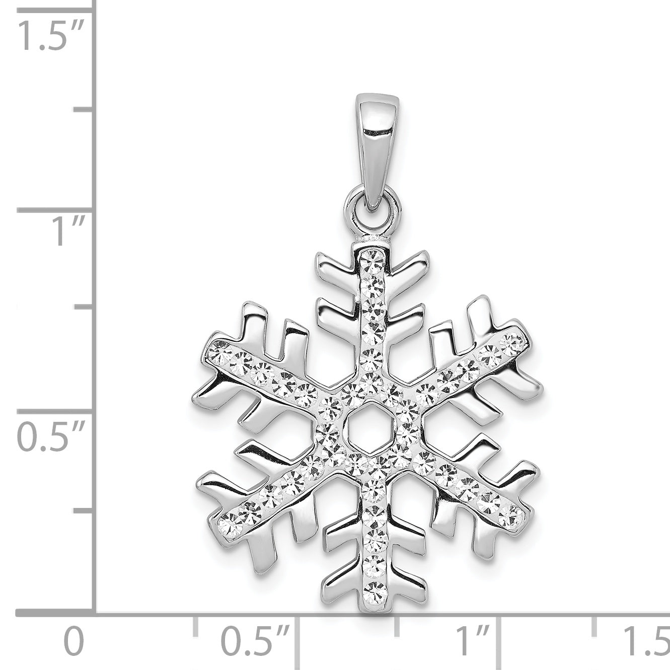 Sterling Silver Rhodium Plated Stellux Crystal Snowflake Pendant