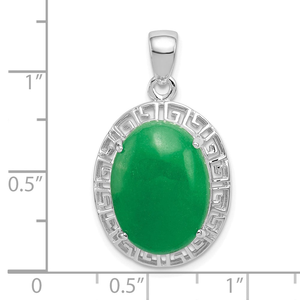 Sterling Silver Jade Greek Key Pendant