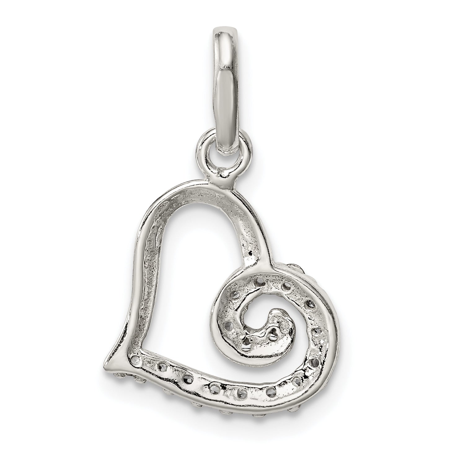 Sterling Silver CZ Heart Pendant