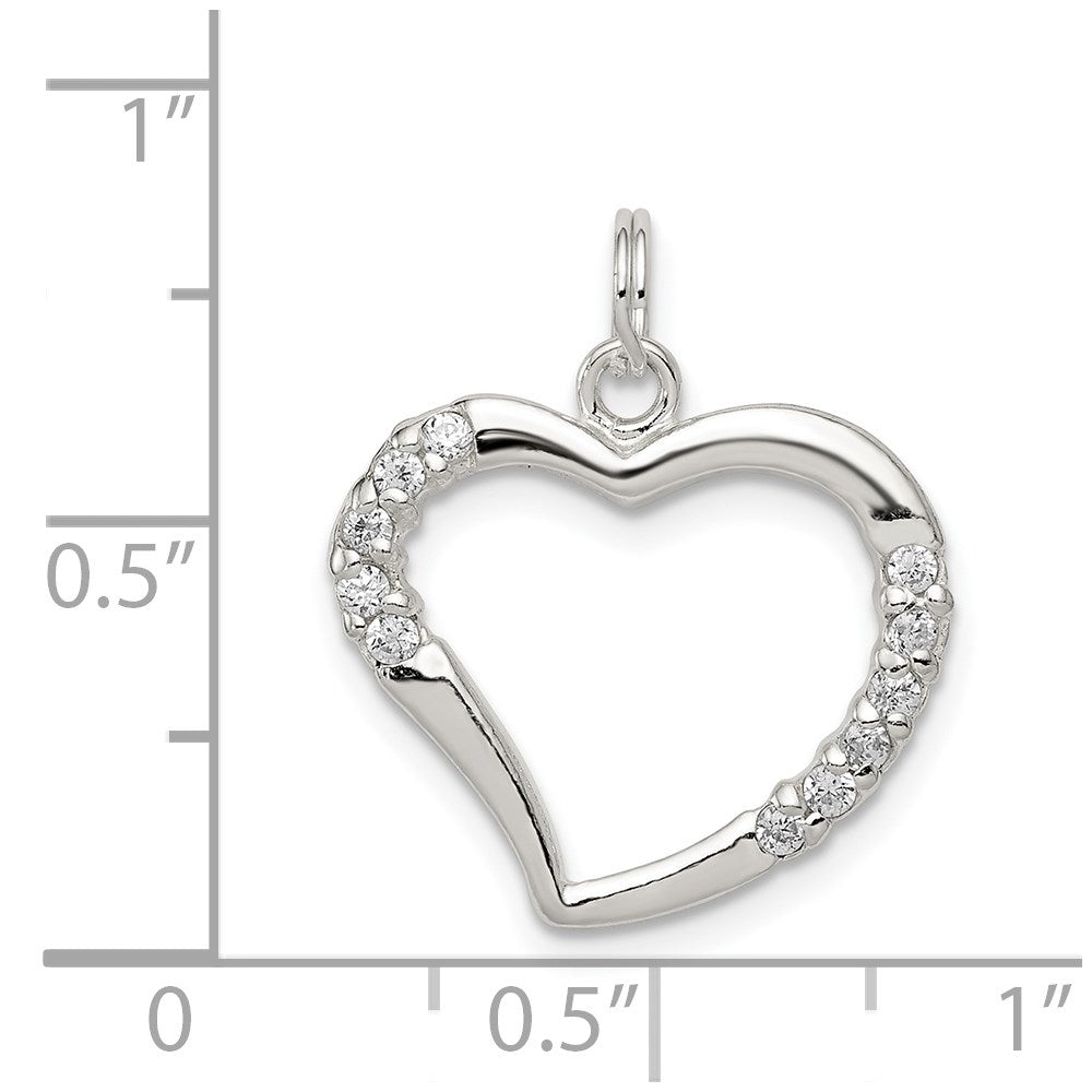 Sterling Silver CZ & Heart Pendant