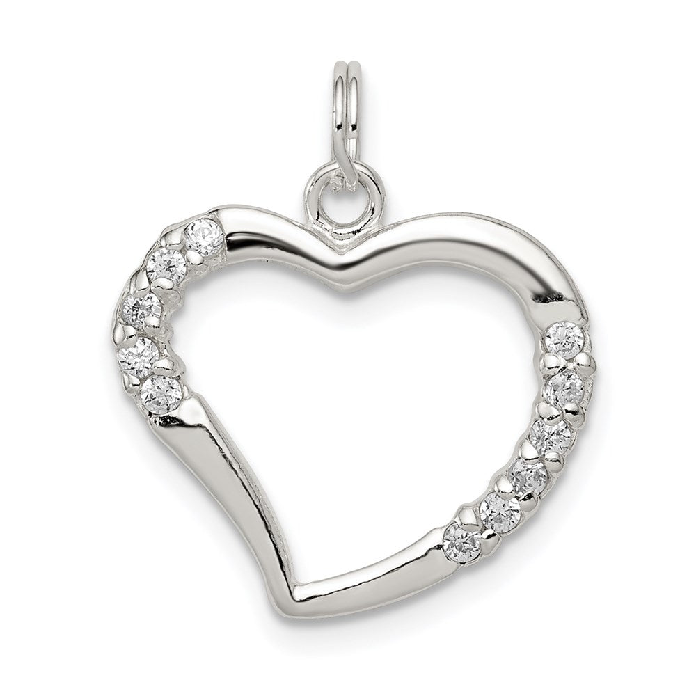 Sterling Silver CZ & Heart Pendant
