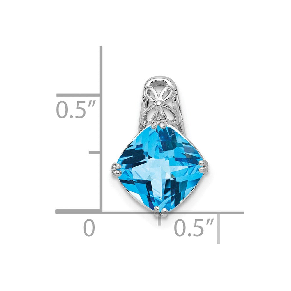 Sterling Silver Rhodium-plated Blue Topaz Pendant