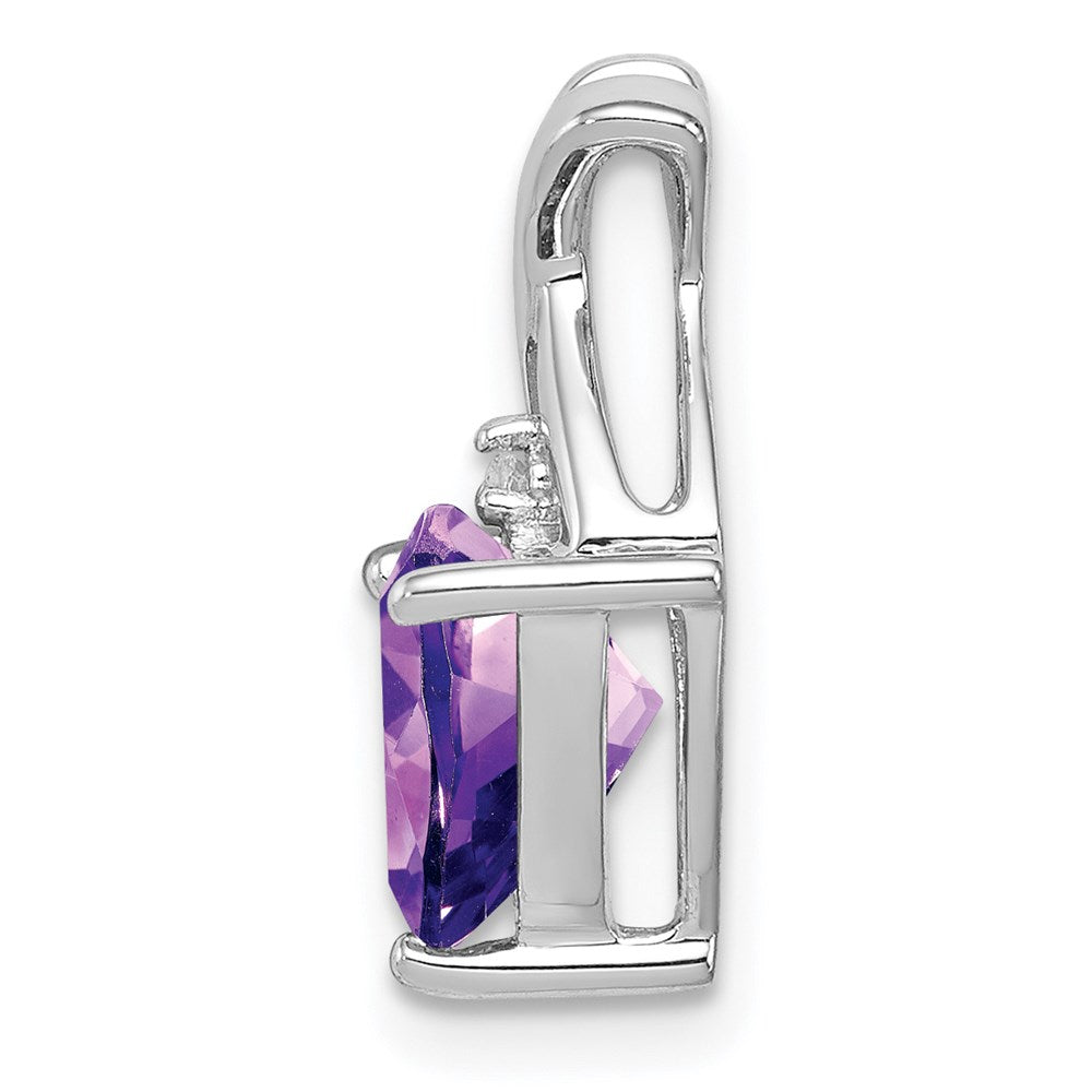 Sterling Silver Rhodium Plated Amethyst and White Topaz Pendant