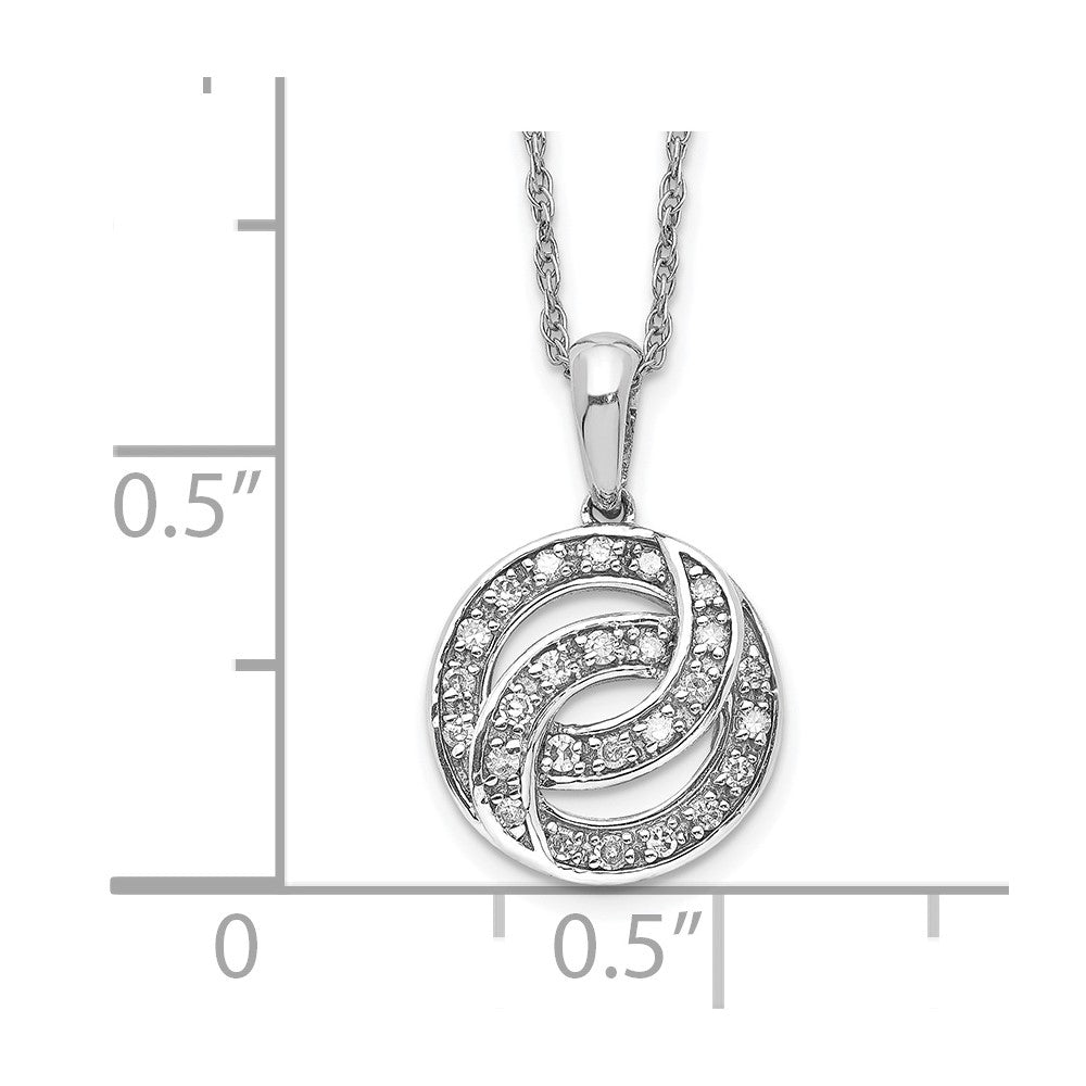 Sterling Silver Rhodium Plated Diamond Circle Necklace