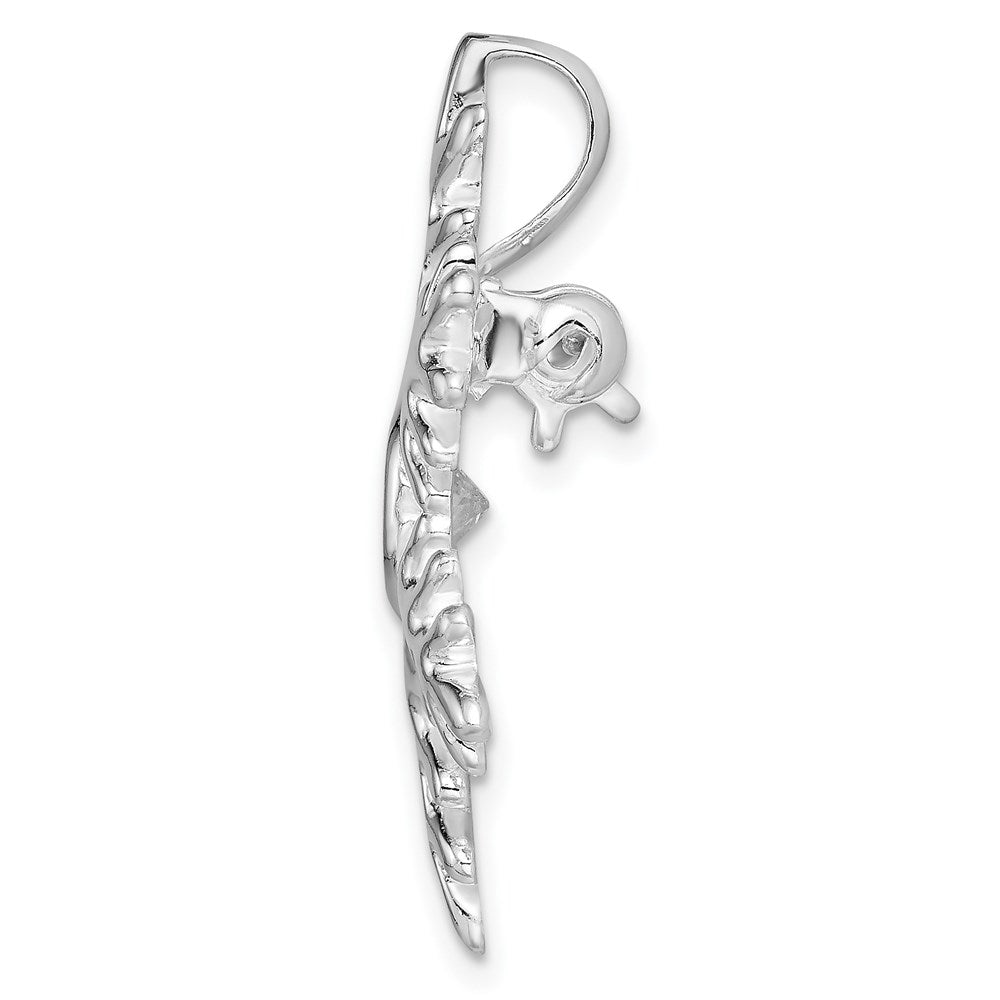 Sterling Silver Rhodium-plated CZ Snowflake Pin