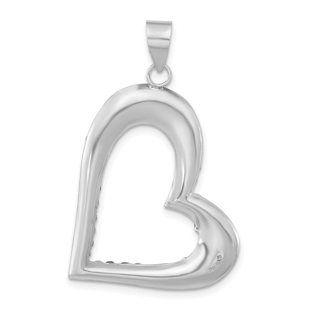 Sterling Silver Pink & White Preciosa Crystal Heart Pendant