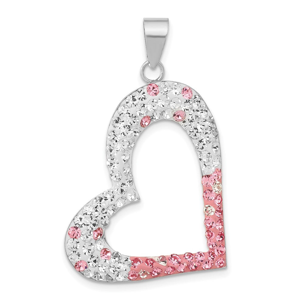 Sterling Silver Pink & White Preciosa Crystal Heart Pendant