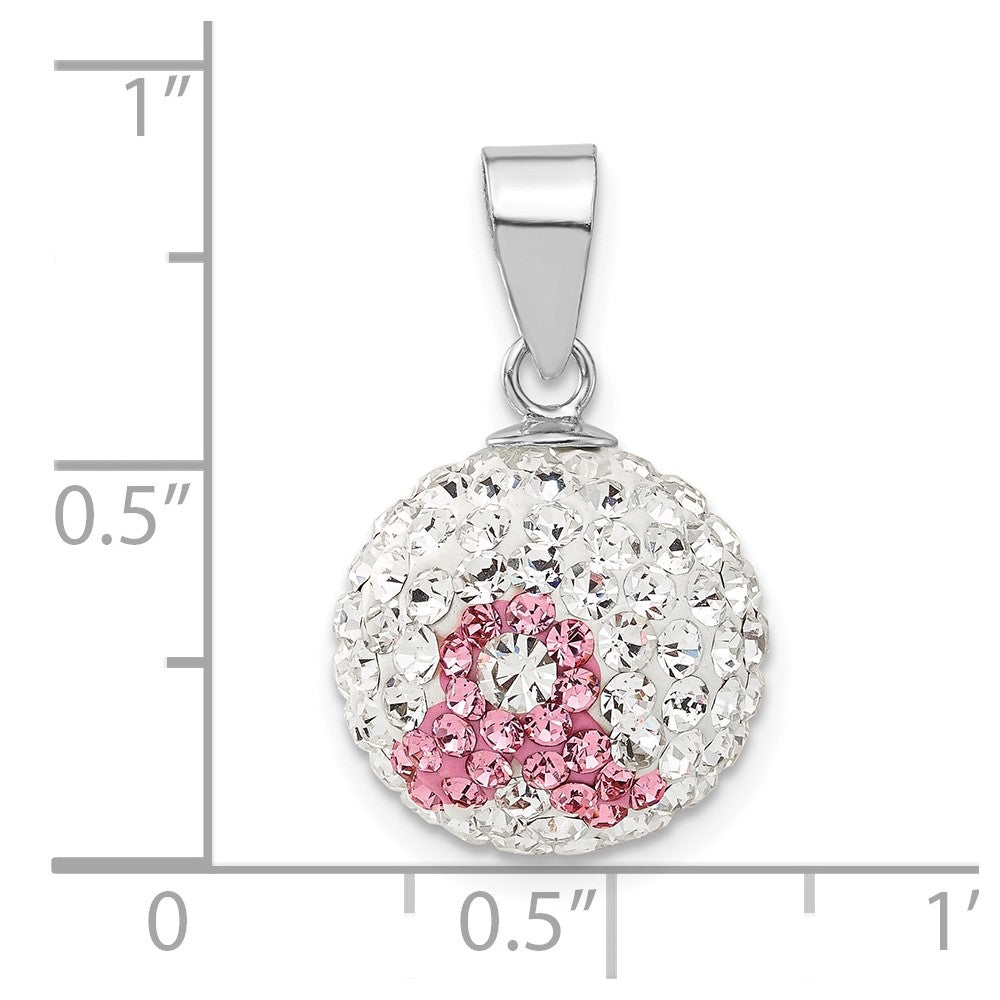 Sterling Silver Crystal Awareness Bead Pendant