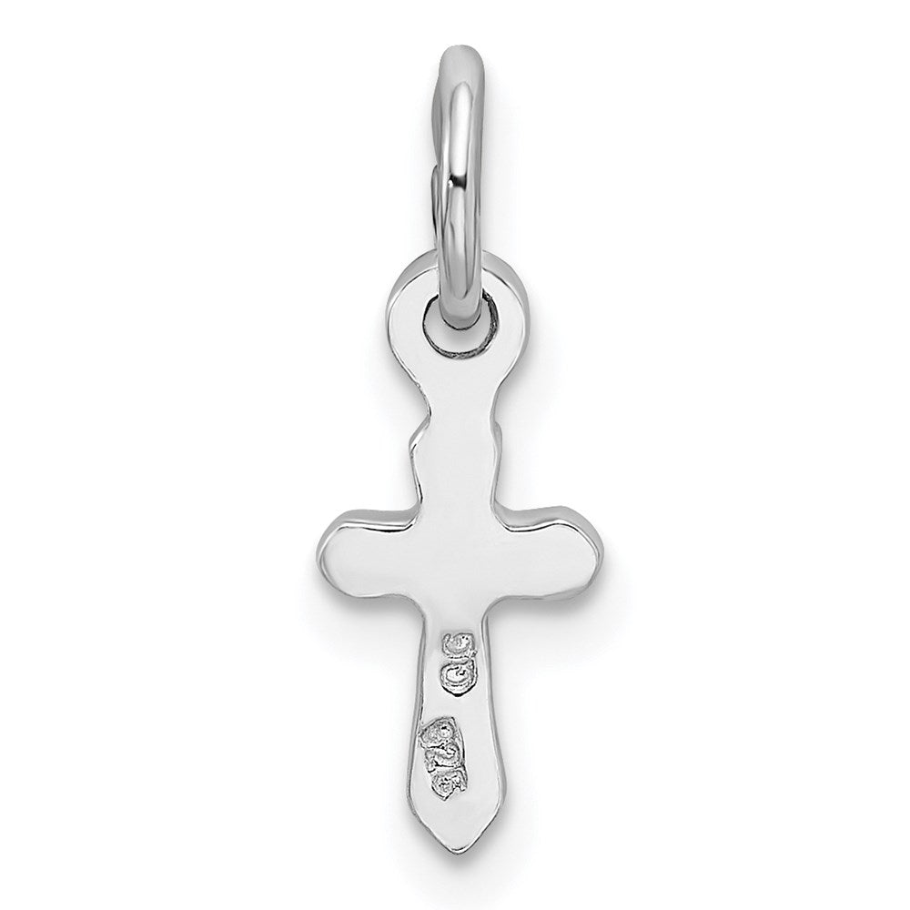 Sterling Silver RH-pltd Child's Apr Clear Preciosca Crystal Cross Pendant