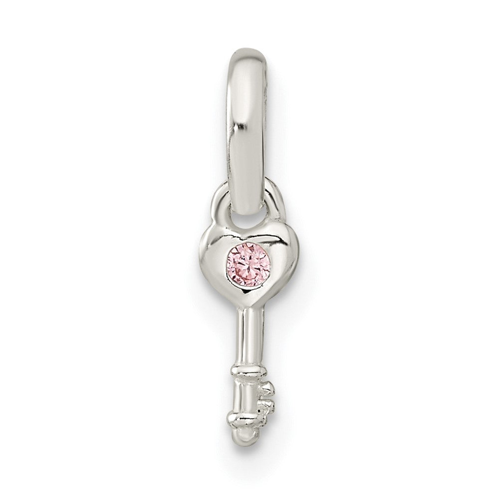 Sterling Silver Pink CZ Key Kid's Pendant