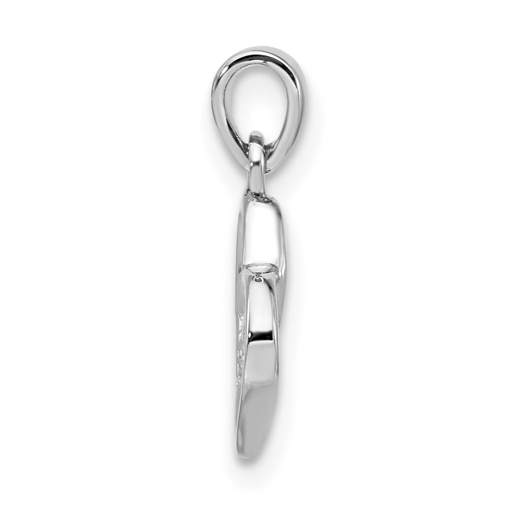 Sterling Silver Polished & Satin CZ Open Heart Pendant