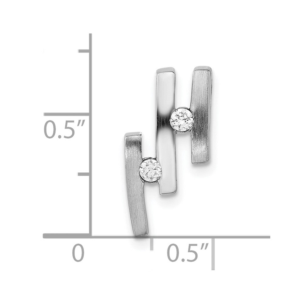 Sterling Silver Brushed & Polished CZ Slide