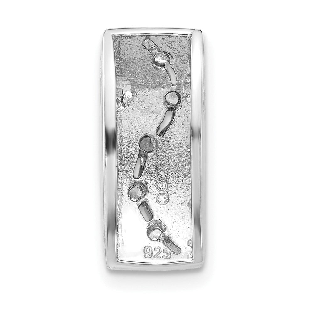 Sterling Silver Brushed And Polished CZ Slide