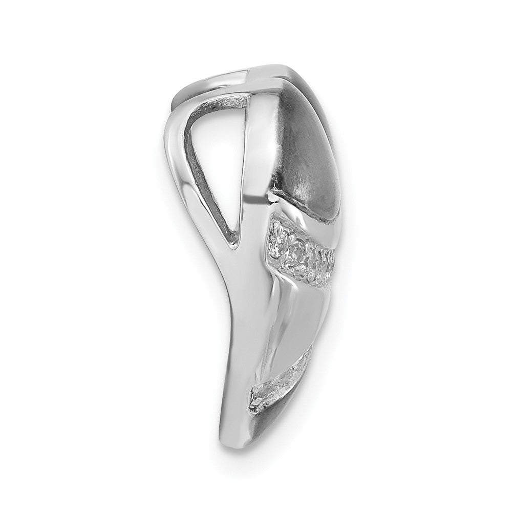 Sterling Silver w/ Black Rhodium Polished & Satin CZ Heart Chain Slide Pendant