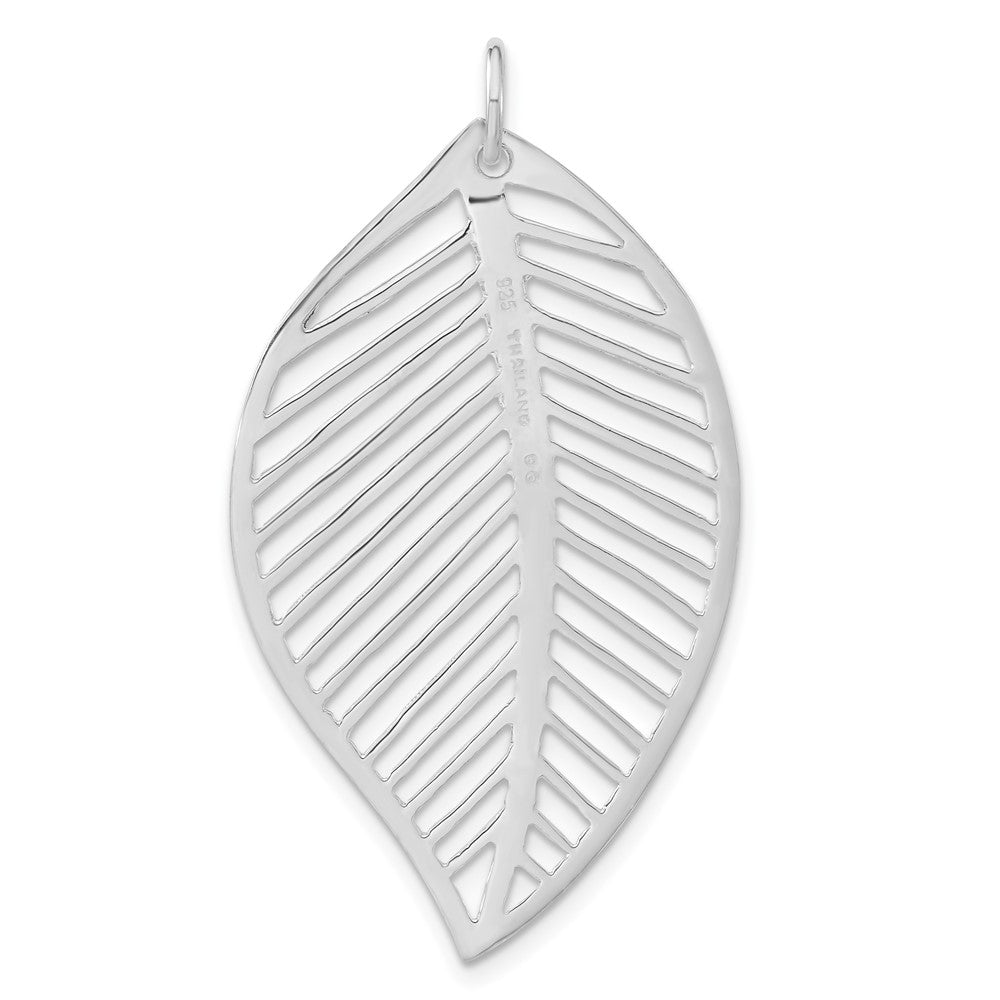 Sterling Silver Polished Cutout Leaf Pendant