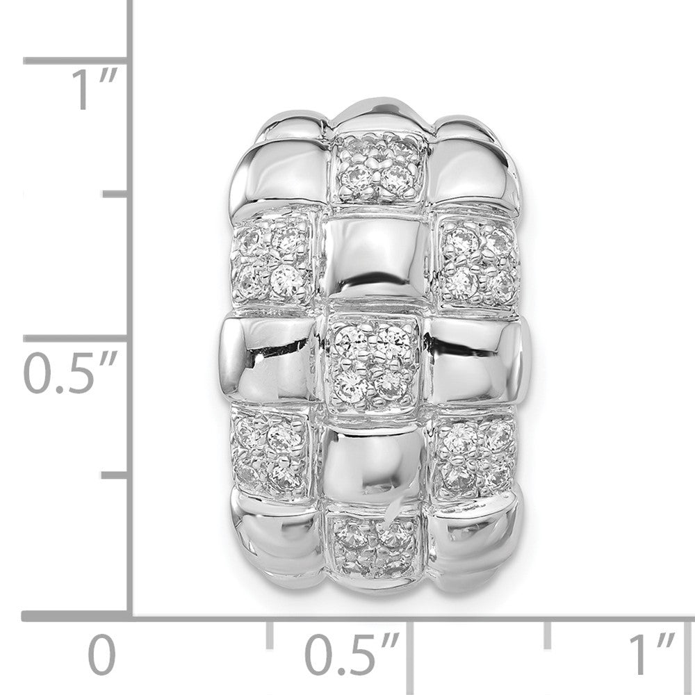 Sterling Silver Polished Woven CZ Slide Pendant