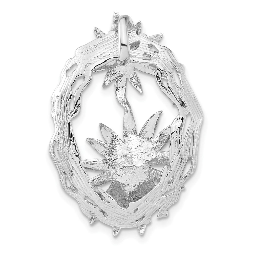 Sterling Silver Polished & Satin Black & White Enamel CZ Slide