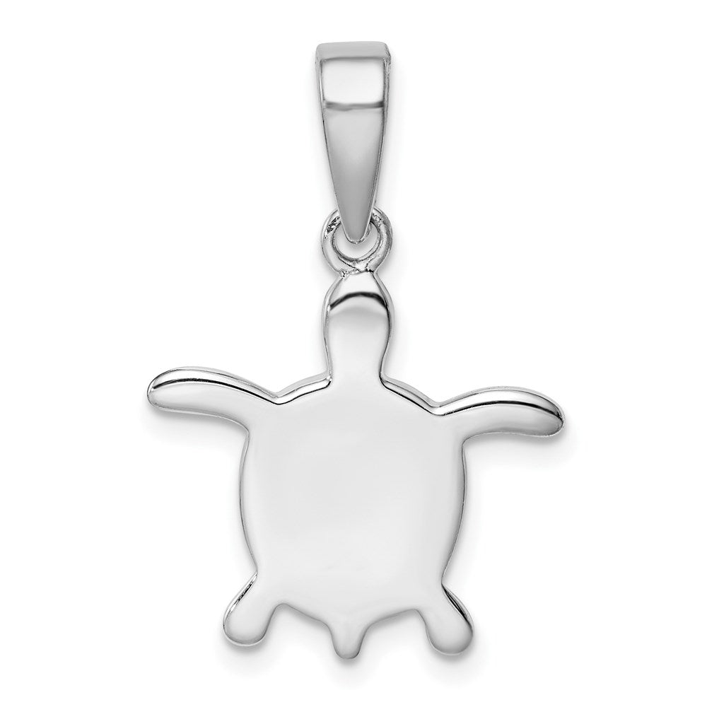 Sterling Silver Rhodium-plated Polished Created Blue Opal Turtle Pendant
