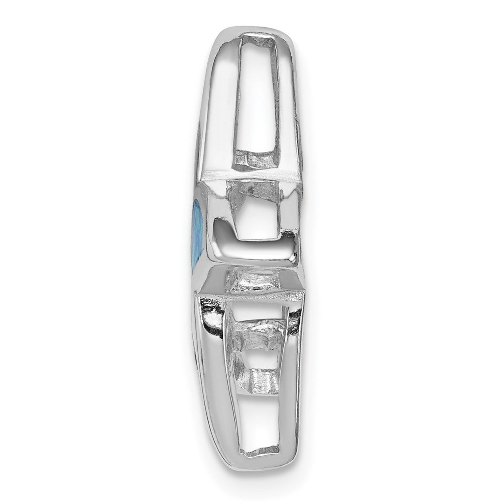 Sterling Silver Rhodium Created Blue Opal Starfish Slide