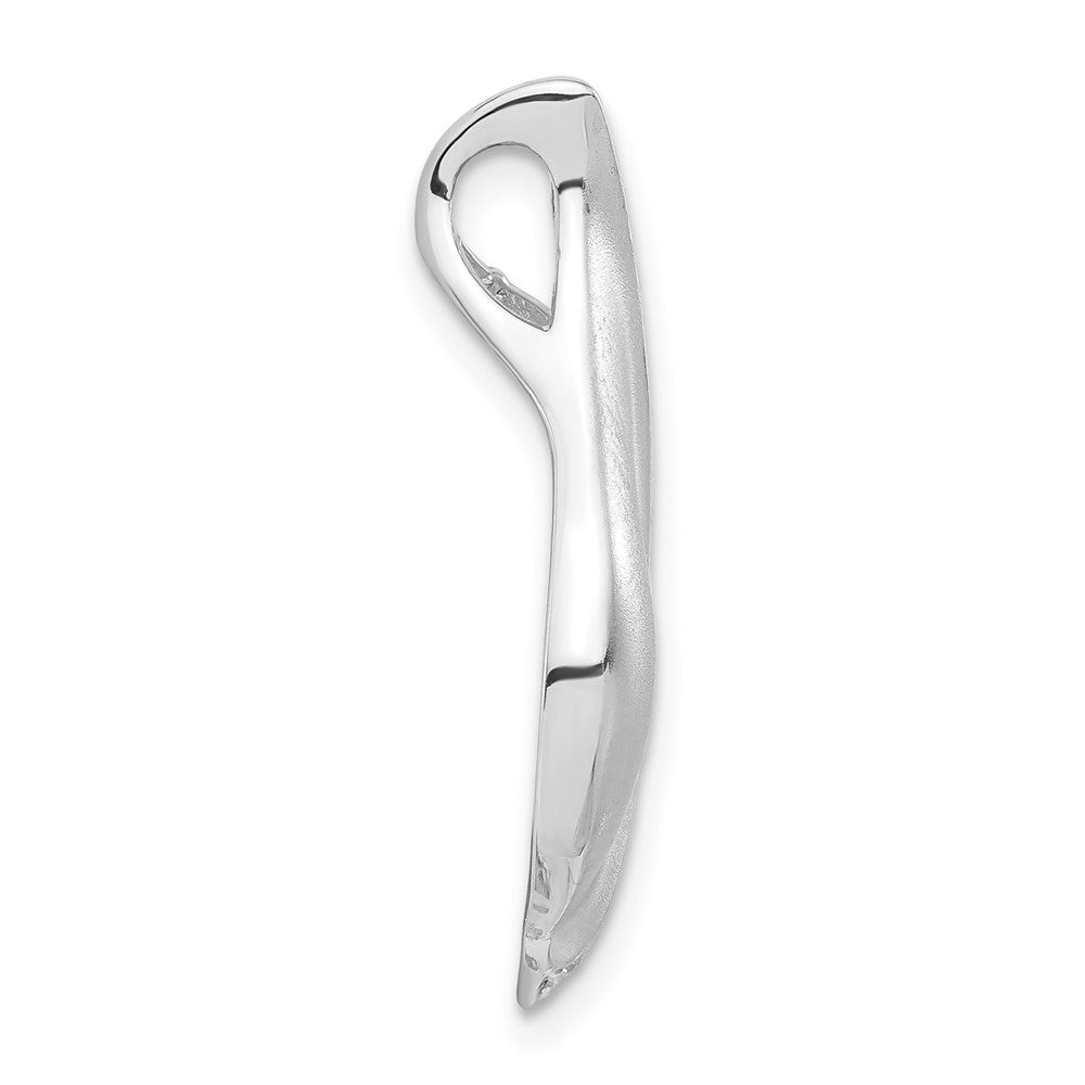 Sterling Silver Polished & Satin CZ Fancy Chain Slide Pendant