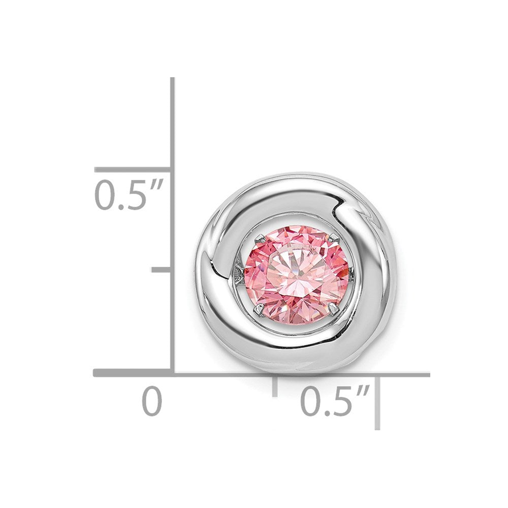 Sterling Silver Platinum-plated Polished Vibrant Pink CZ Circle Pendant