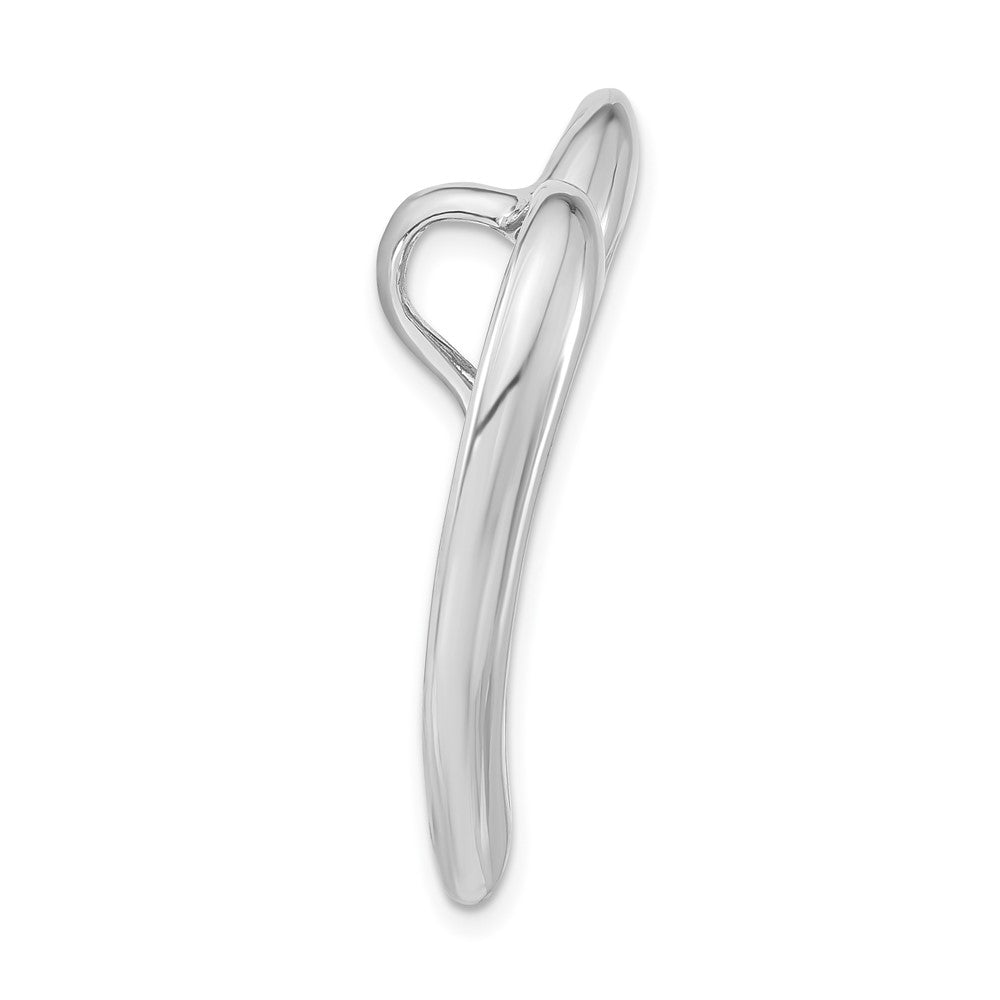 Sterling Silver Polished & Scratch Finish Heart Chain Slide Pendant
