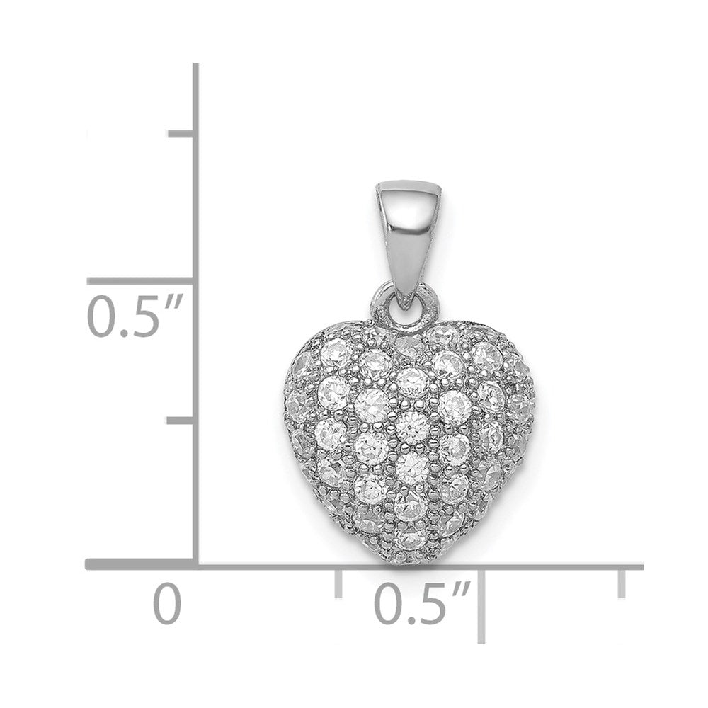 Sterling Silver Rhodium-plated CZ Micro pavÇ Heart Pendant
