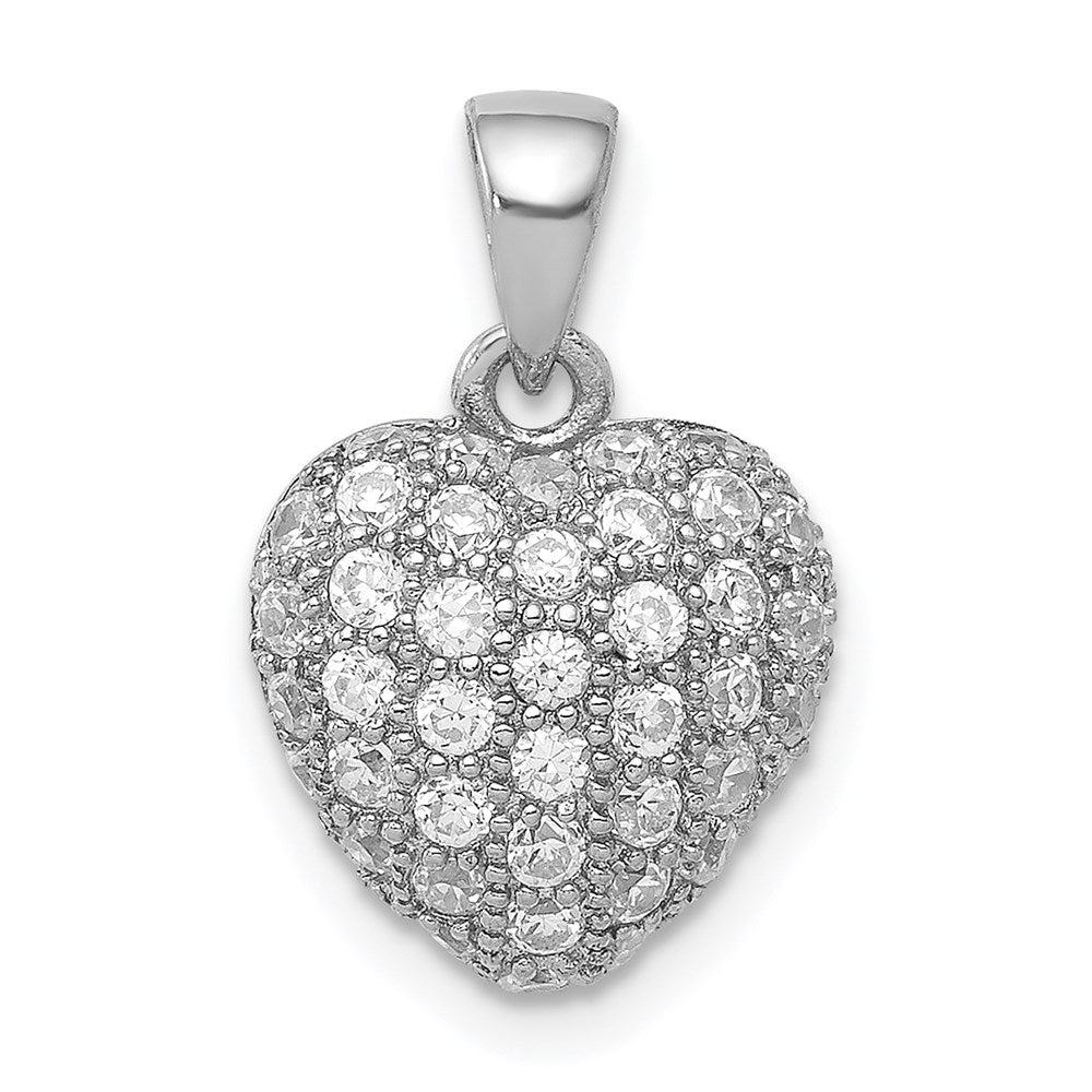 Sterling Silver Rhodium-plated CZ Micro pavÇ Heart Pendant