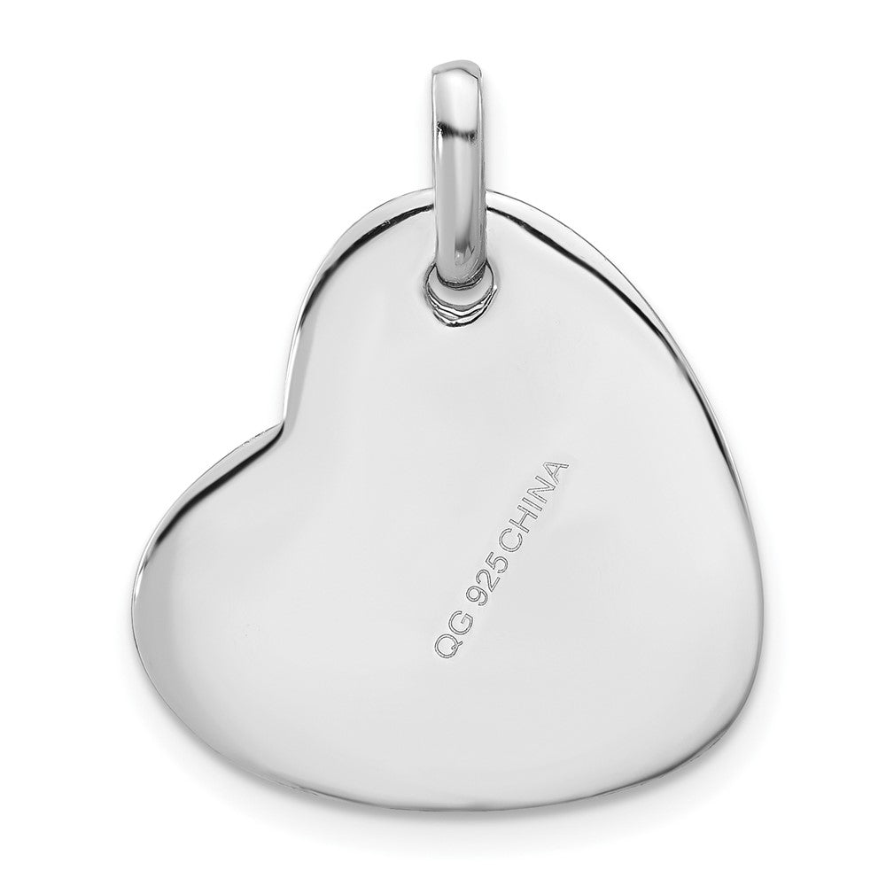 Sterling Silver & Black Enamel Satin CZ Love Hearts Pendant