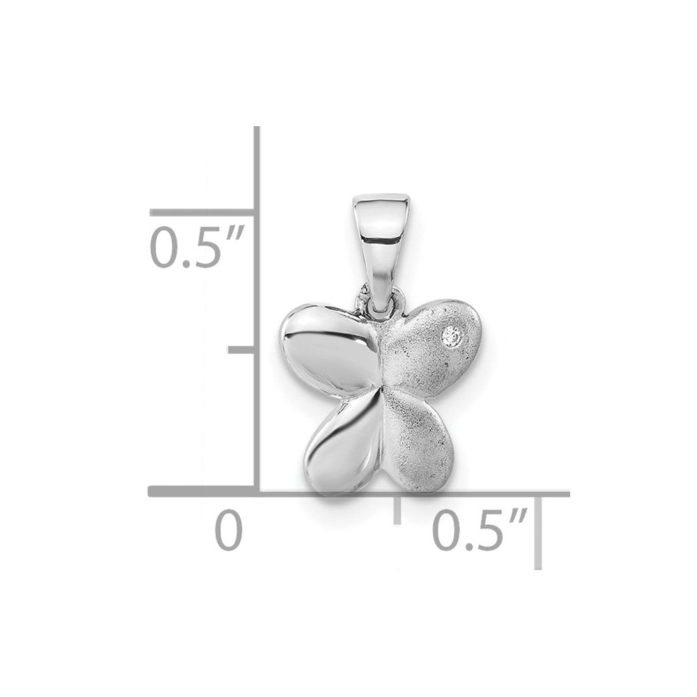 Sterling Silver Polished & Satin CZ Butterfly Pendant