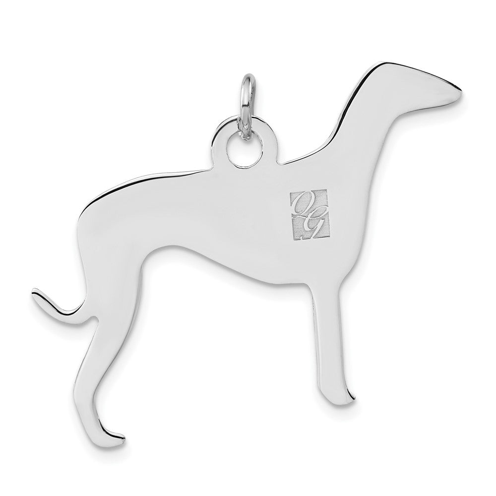 Sterling Silver Polished Engraveable Small Grey Hound Disc Charm