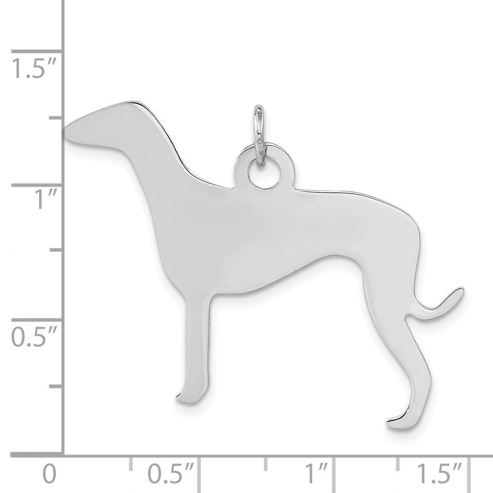 Sterling Silver Polished Engraveable Small Grey Hound Disc Charm