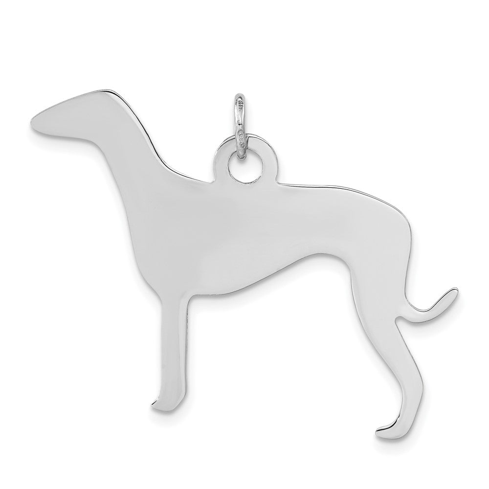 Sterling Silver Polished Engraveable Small Grey Hound Disc Charm