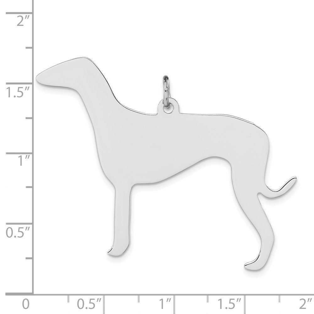 Sterling Silver Polished Engraveable Medium Grey Hound Disc Charm