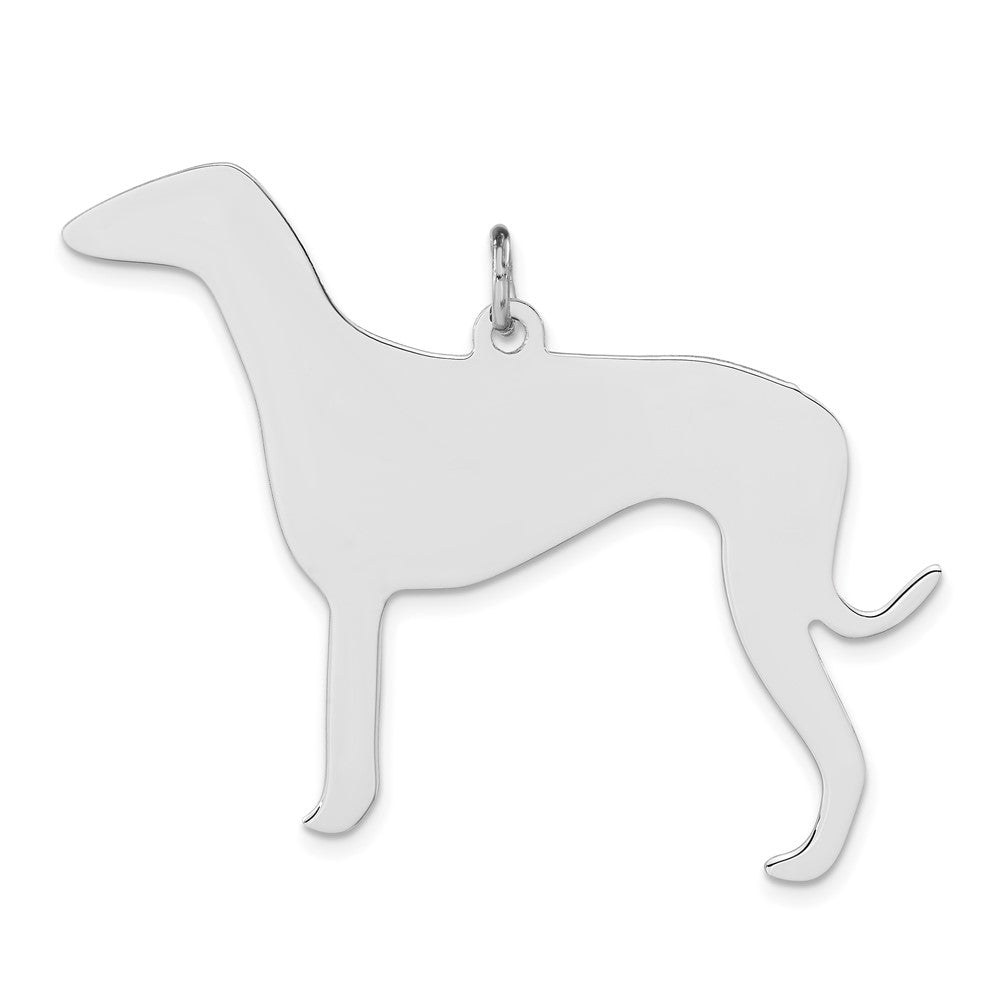 Sterling Silver Polished Engraveable Medium Grey Hound Disc Charm