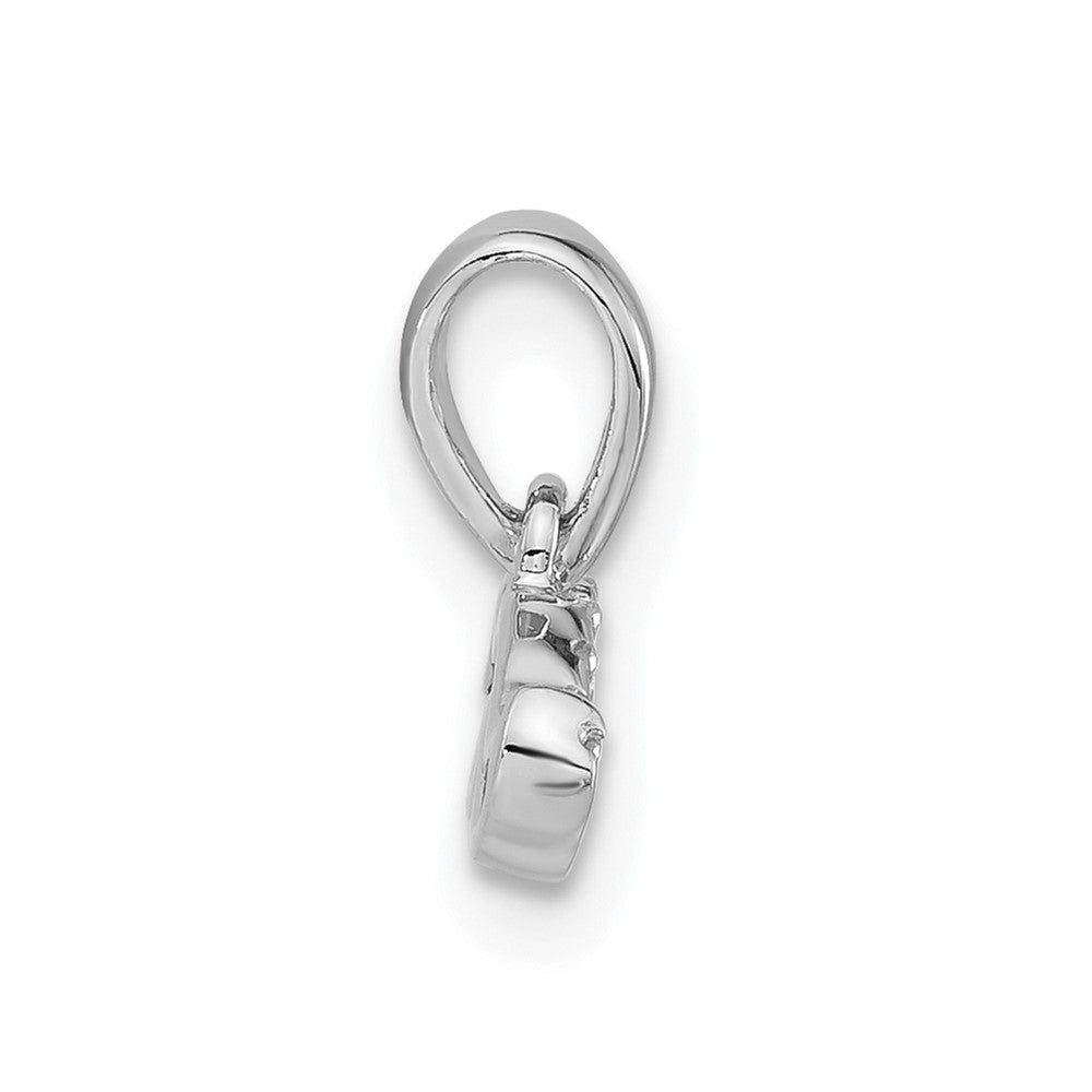 Sterling Silver Rhodium-plated Polished CZ Mustache Pendant