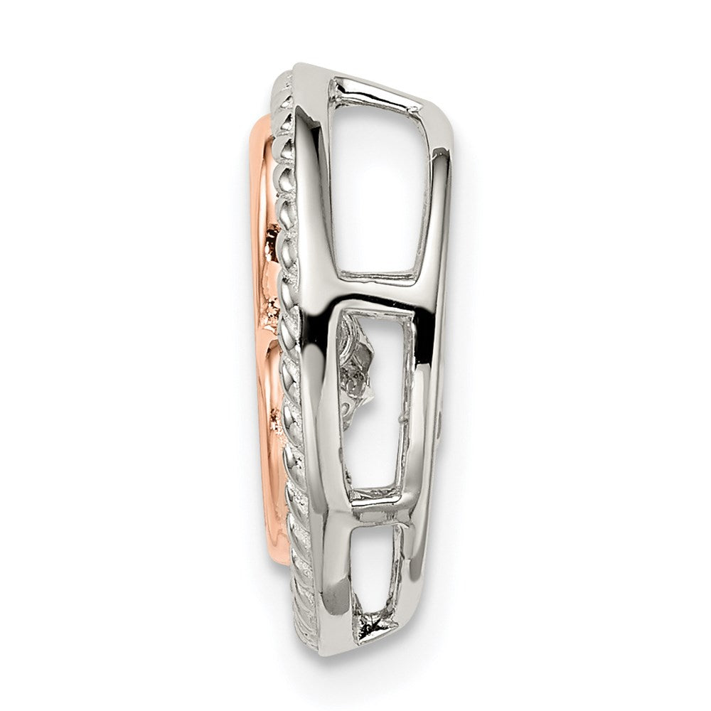 Sterling Silver Plat-plate Rose-tone Vibrant Swar Zirconia Heart Chain Slid