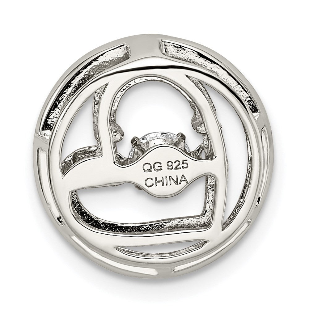 Sterling Silver Plat-plate Rose-tone Vibrant Swar Zirconia Heart Chain Slid