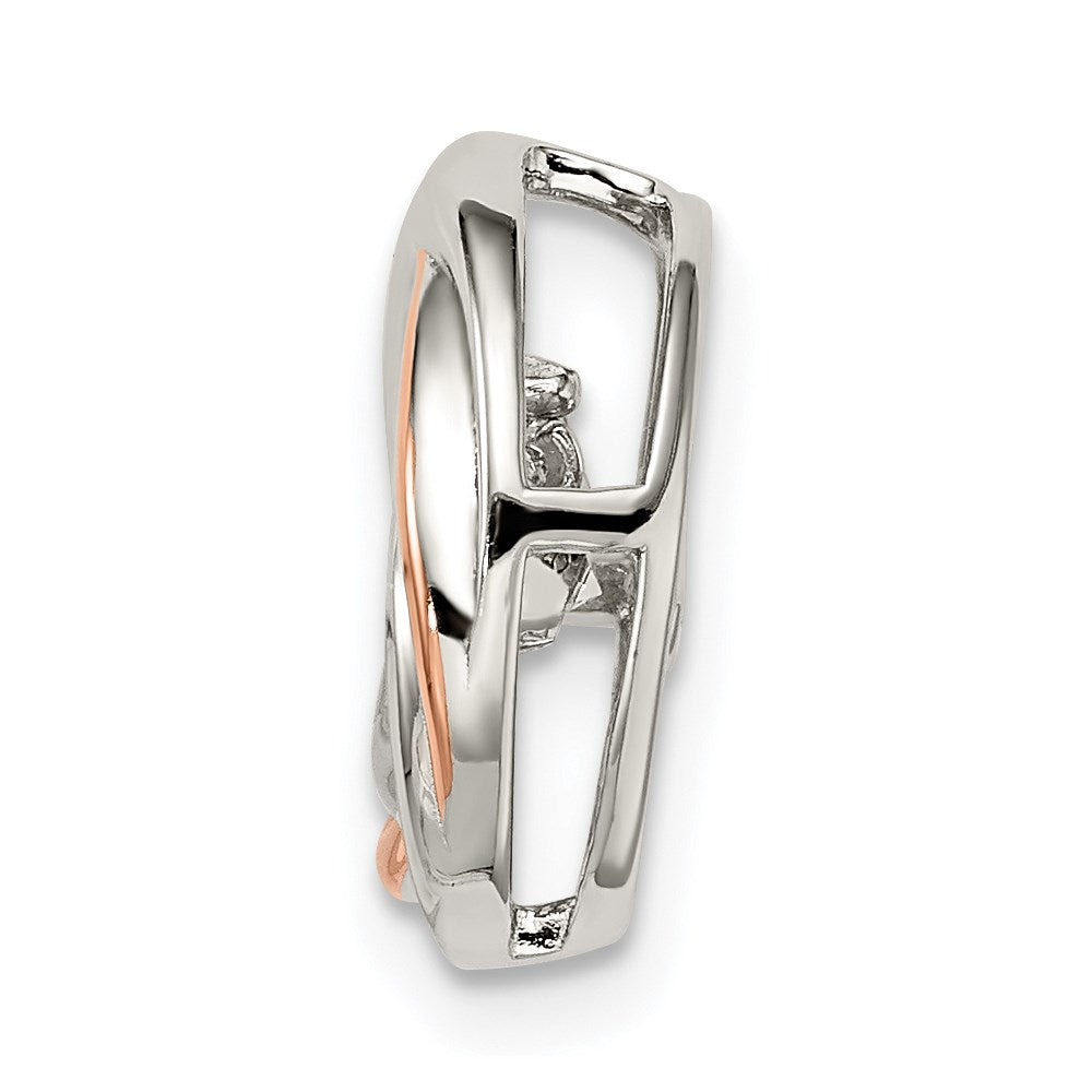 Sterling Silver Plat-plate Rose-tone Vibrant Swar Zirconia Chain Slide