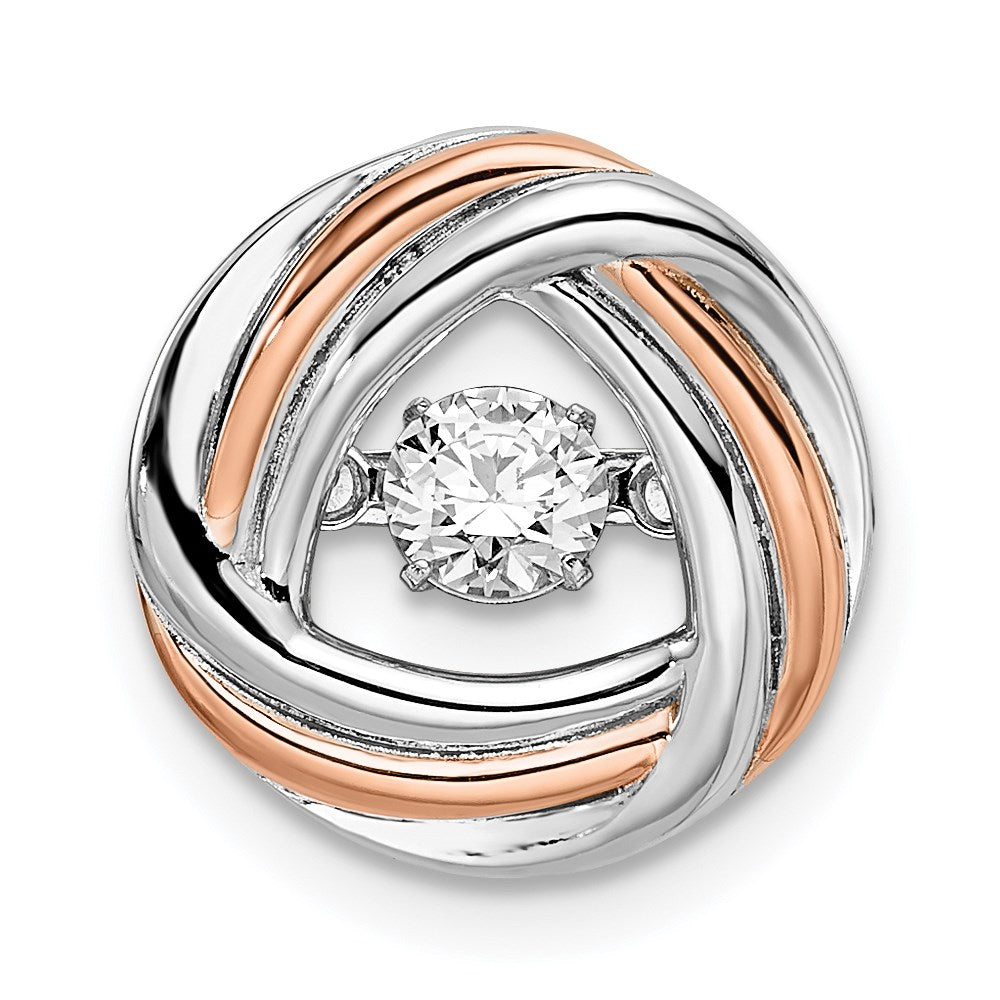 Sterling Silver Plat-plate Rose-tone Vibrant Swar Zirconia Chain Slide