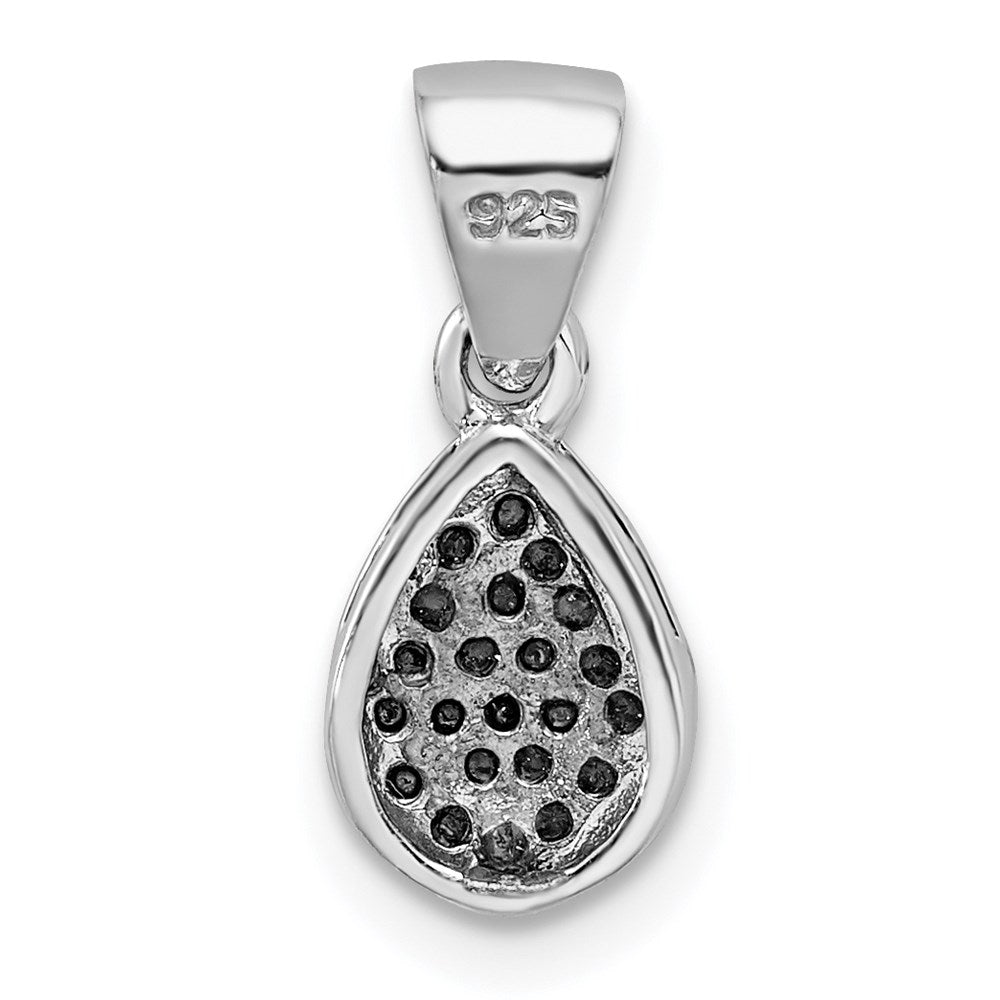 Sterling Silver Rhodium-plated CZ Polished Teardrop Pendant