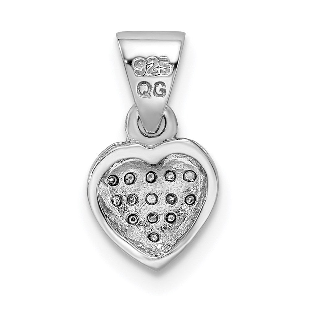 Sterling Silver Rhodium-plated CZ Polished Heart Pendant