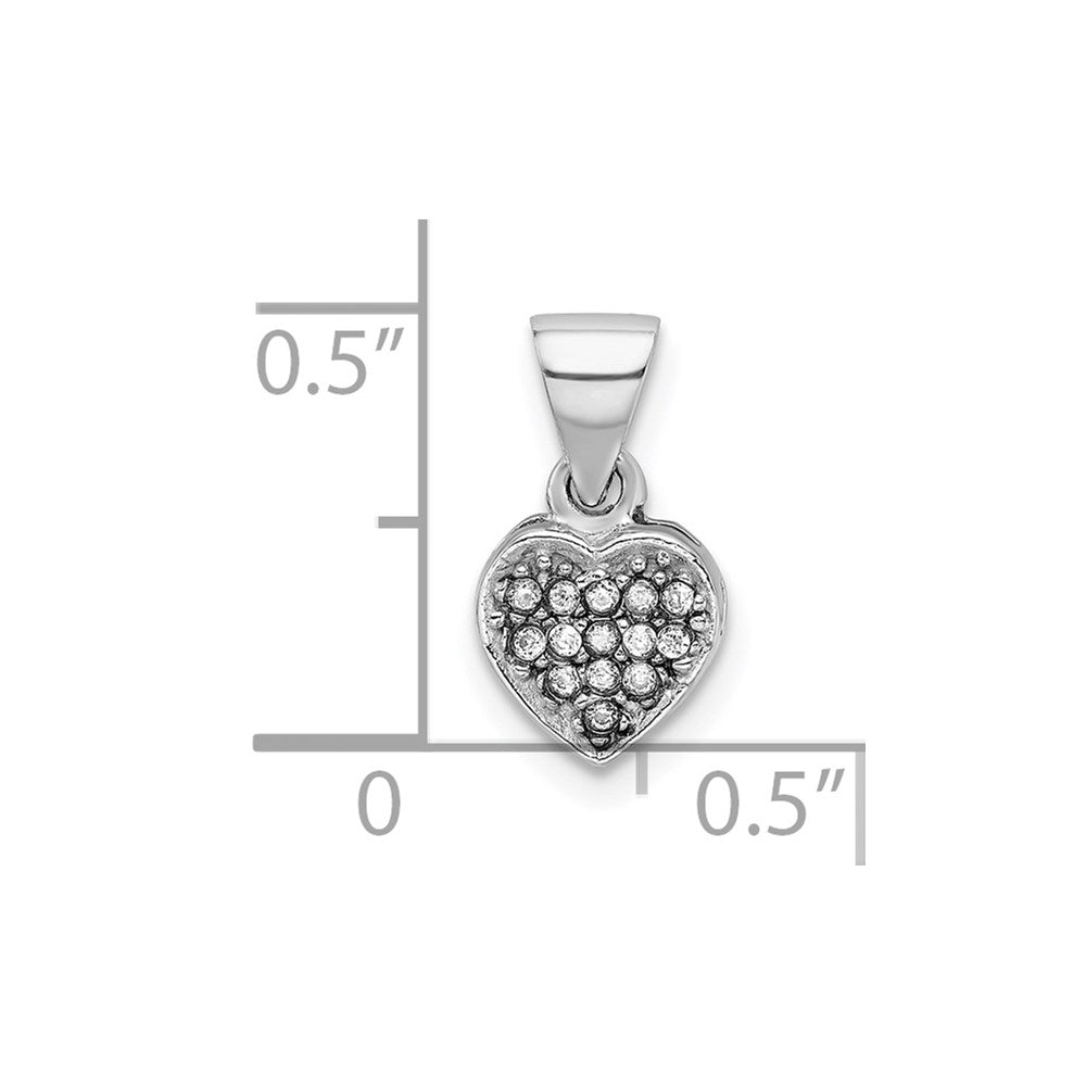 Sterling Silver Rhodium-plated CZ Polished Heart Pendant
